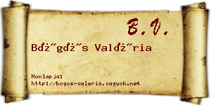 Bögös Valéria névjegykártya